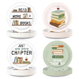 60 Pcs Book Club Decorations Group Therapy Paper Plates