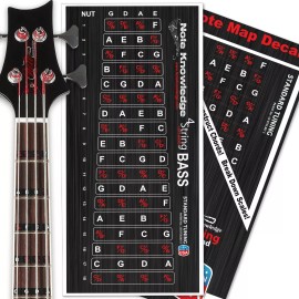 Note Knowledge Left Hand Bass Guitar Fretboard Note Map Decals Stickers. by Note Knowledge