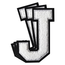 3Pcs Chenille Letter Patches Iron on Patches Varsity Letter Patches Chenille Embroidered Patch Sew On Patches for Clothing Hat Bags Jackets Shirt (White, J)