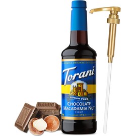 Torani Sugar Free Chocolate Macadamia Nut Syrup with Little Squirt Syrup Pump, 750ml 25.4 Ounces