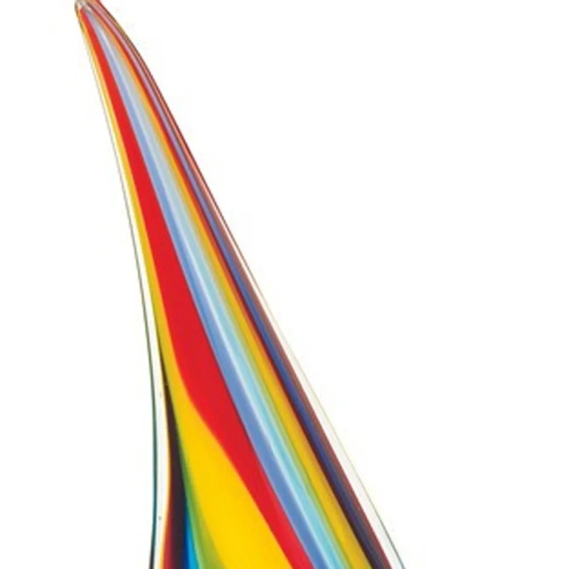 Homeroots 14" Clear Red Blue Yellow Murano Glass Sailboat Tabletop