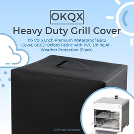 OKQX Heavy Duty Infrared Grill Cover for Big Horn Outdoors - 17x17x15 Inch Premium Waterproof BBQ Cover, 600D Oxford Fabric with PVC Lining, All-Weather Protection (Black)