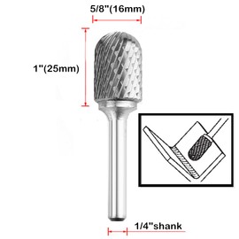 KangTeer Tungsten Carbide Burr 1/4" Shank,5/8" Cutter Head Double Cut Tungsten Carbide Rotary File Cutting Burrs Tool for Die Grinder Drill Bits Woodworking Metal Iron Steel ((1/4x16mm) C)