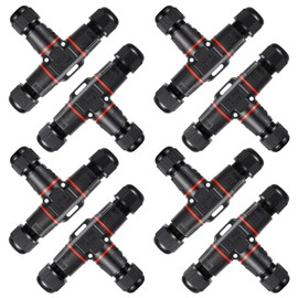 BOSYTRO Pack of 8 Cable Connectors IP68, 3-Pin Waterproof Cable Connectors, Underground Cable Connectors, Waterproof, Quick Connection, T-shaped Connection Sleeve, Earth Cable, for Diameter 3-12 mm