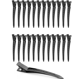 Voarge Pack of 24 Hair Clips, Hair Clips, 9 cm Section Clips, Hairdresser Metal Hair Clips, Alligator Clips with Holes, Women's Clips for Hairdressing Salon, Girls, Hair Styling, Black