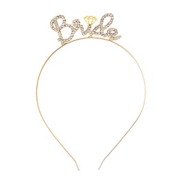 Rhinestone Bride Headband for Bachelorette Party Accessories for Bride to Be Gift Bridal Shower Gifts to Brides Headpiece Wedding Hair Band Gold