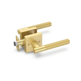 Asidrama 1 Pack Gold Privacy Door Handles, Door Lever with Door Knobs Indoor for Bedroom or Bathroom, Heavy Duty Door Handles Interior with Locks for Left Right Sided Doors