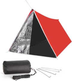 LYN - Equipo de salvavidas: tienda de campaña instantánea para 2 personas, refugio de emergencia, térmica, reflectante, impermeable, resistente al viento, ignífugo, ligera, con paracord+estaca para coche, campamento, senderismo, primeros auxilios y nieve