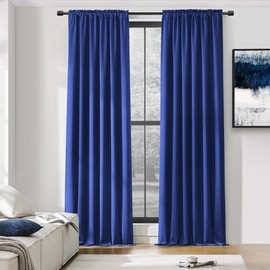 DONREN 2 Panels Royal Blue Blackout Curtain Panels for Bedroom - Thermal Insulated Solid Rod Pocket Curtains (52 x 96 Inches)