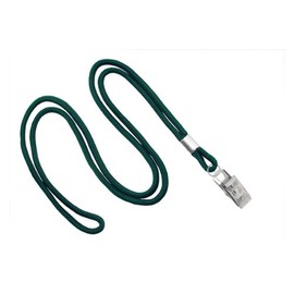 Specialist ID Bulk 100 Pack - Forest Green Round Non-Breakaway Lanyards With Steel Bulldog Clip - Secure 1/8" Neck Cord Badge Holder that Clips to Slot Hole ID Cards, Name Tags, Event Badges, and More