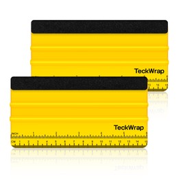 TECKWRAP 2 PCS Professional Plastic Felt Squeegee for Vinyl Decals, Inkjet Vinyl Sticker Paper, and Wallpaper - 6"x2.9"Decal Squeegee Tool, Scratch-Free Application (Yellow)