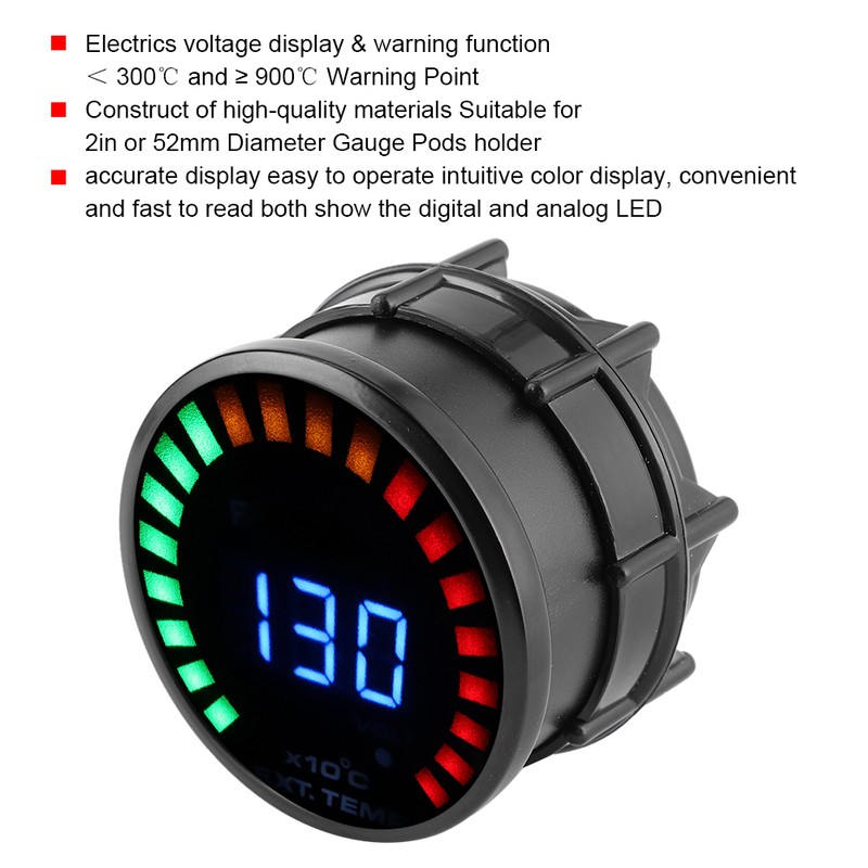 2in 52mm Exhaust Gas Temp Gauge LED EGT Digital Meter