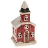 Christmas Cornish Village Pottery Lantern Red Church Tea Light Holder