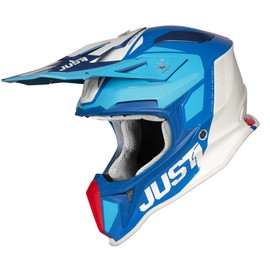JUST 1 J18 Pulsar Fiberglass Shell MX Off-Road Motocross Motorcycle Helmet (Pulsar Blue Red White, Small)