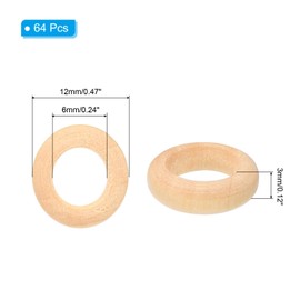 PATIKIL Wooden Rings for Crafting, 64 Pcs Smooth Macrame Wood Rings for Macrame Jewelry Making DIY Crafts, 0.47" OD 0.16" Thickness