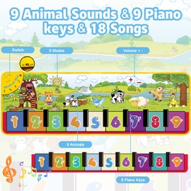 MOONTOY Spielzeug Musikmatte Kinder ab 1 Jahr,Klaviermatte Kinderspielzeug ab 1 Jahr Mädchen,Spielzeug Geschenk 1. Geburtstag Mädchen,Musikmatte mit 8 Tieren, Baby Spielzeug Geschenk ab 12 Monate