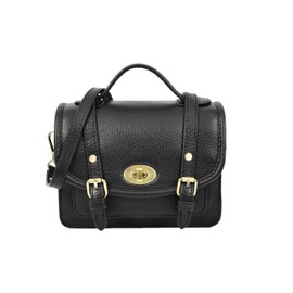 Classic Mini Shoulder Bag for Women Leather Satchel with Twist Lock Multiple Colours Available, black, Unit size