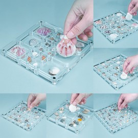MGLIFEUL Multi-Style Clear Acrylic Magnetic Tiny Mini Treasure Hunting Seashell Trinket Jewelry Storage Holder Collection Display Shadow Box Organizer Case Container Collector Jar for Seashell Display