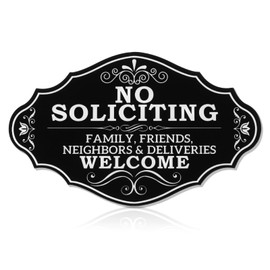 No Soliciting Sign for House, Strong Self-Adhesive Acrylic No Soliciting Signs, Funny Nosoliciting Signs for Home Front Door, Walls, Courtyard, Keep Solicitors Away