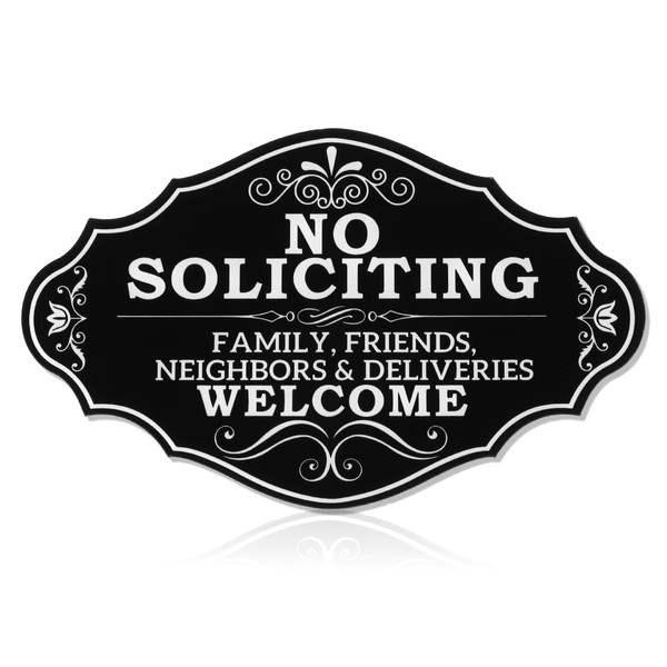 No Soliciting Sign for House, Strong Self-Adhesive Acrylic No Soliciting