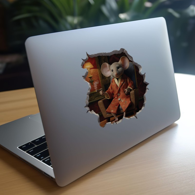 Lounging Gentlemen Mouse in Mouse Hole Decal - Mouse Hole