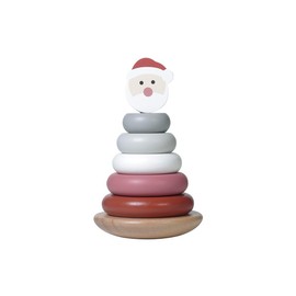 Kindsgut Stacking Tower Santa Claus Wooden Educational Toy for Promoting Motor Skills for Toddlers, Christmas Design, Decoration, Gift for Children from 12 Months