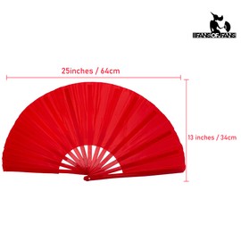 Large Rave Folding Handheld Chinese/Japanese Fan Women Girls Rave Accessories for Music Festivals Burlesque Pride Outfits Clack Fan (Red)