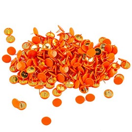 Ornerx Flat Push Pins Decorative Thumbtacks for Cork 200 Count Vibrant Orange