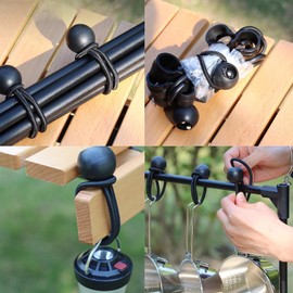 50Pcs Bungee Cords with Balls, 6" Marquee Bungee Toggles, Tarp Ball Bungee Cords Heavy Duty, Tent Pole Elastic, Flag Bungees for Telescopic Flag Pole, Camping Tarpaulin Holder (Black)