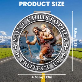 2 Pcs St. Christopher Car Visor Clip, 3D Colorful Saint Christopher Medal for Car, Travel Blessing, Safety Gift, Religious Gift for Family, Friends, and Travelers