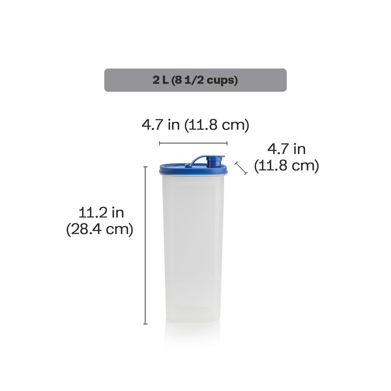 Tupperware Slim Line 2-Pitcher Set in Blue, Dishwasher Safe and