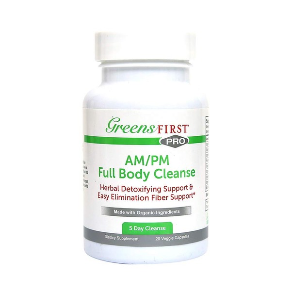 Greens First Full Body AM/PM Cleanse, 20 Veggie Capsules – Supplement for Natural Detox of Toxins – Full Intestinal & Constipation Relief – Digestive Health Capsule
