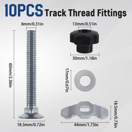 Forbabe Pack of 10 Airline Rail Accessories, M8 x 60 mm Screw Fitting Airline Rail Fitting Fixation Range 0-50 mm, Load 500 kg / daN (M8 x 60 mm)