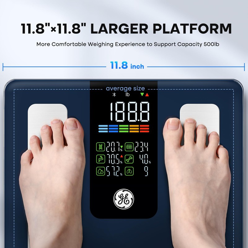 GE Smart Scale for Body Weight, BMI, Fat, Muscle Mass,