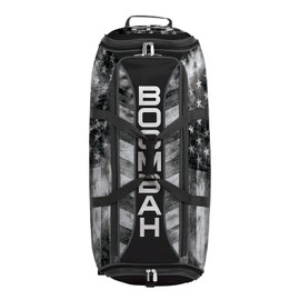 Boombah Brute Rolling Bat Bag 2.0-35" x 15" x 12-1/2" - USA Old Glory Black Ops Black/Charcoal/White - Holds 4 Bats and Room for Gear - Wheeled Bag
