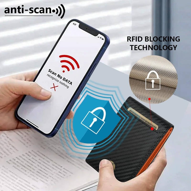 akddivve Men's RFID Blocking Wallet Short Tri-Fold Design Anti-Theft Card