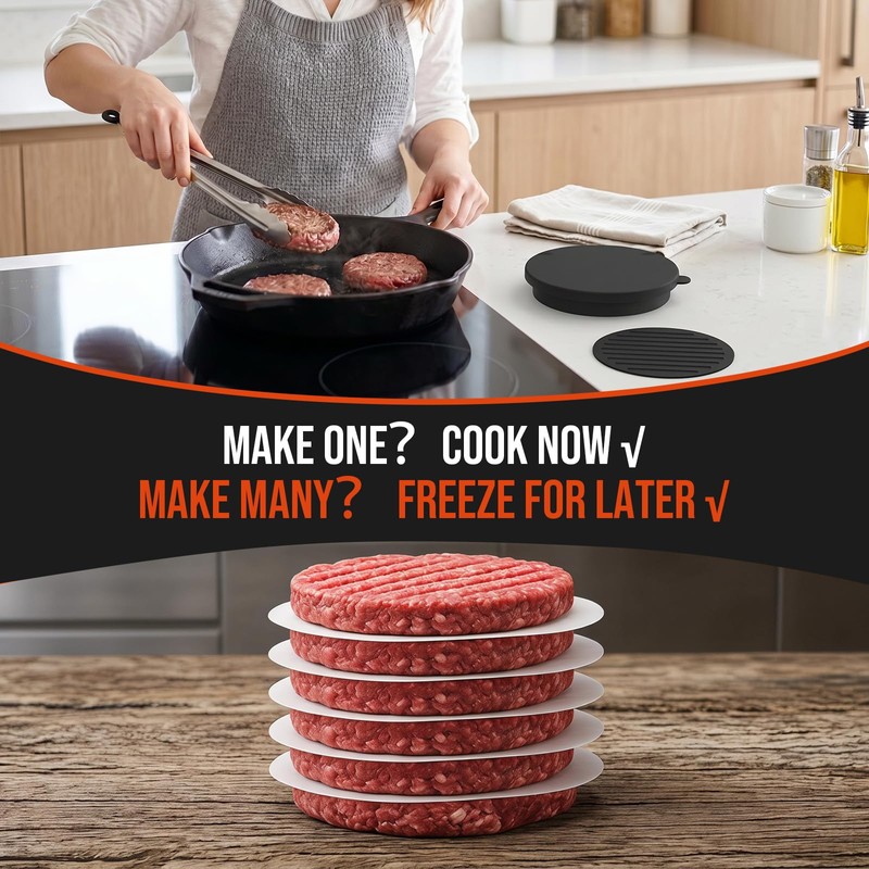 EverWinSR Burger Press Patty Maker Set, Fits Regular Hamburger Buns,
