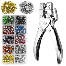 BGTXINGI 300 Sets 10 Colors 1/5 inch Multi-Color Metal Eyelets Grommets Kit with 1Pcs Hole Punch Pliers with 100Pcs Gold Grommets and 300pcs Gasket for Leather Canvas Shoes Belts Bags Crafts