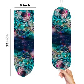 2Pcs Plastic Bag Holder, Wall Mount Grocery Bag Holder, Plastic Bags Organizer, Pull Rope Free Adjustment Holders for Grocery Bags Art Decoration for Home Kitchen Pantry-Sacred