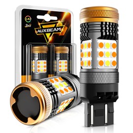 Auxbeam 7443 Switchback LED Bulbs Built in Resistor CANBUS Error Free Anti Hyper Flash 7443 7444 7444NA T20 Bulbs White and Amber 600% Super Bright Turn Signal Light DRL Parking Light