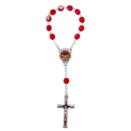 Holy Spirit Decade Rosary | Vibrant Red Glass Beads with Holy Ghost Centerpiece | Catholic Prayer Devotional | Great Religious Gift for Confirmation and Pentecost