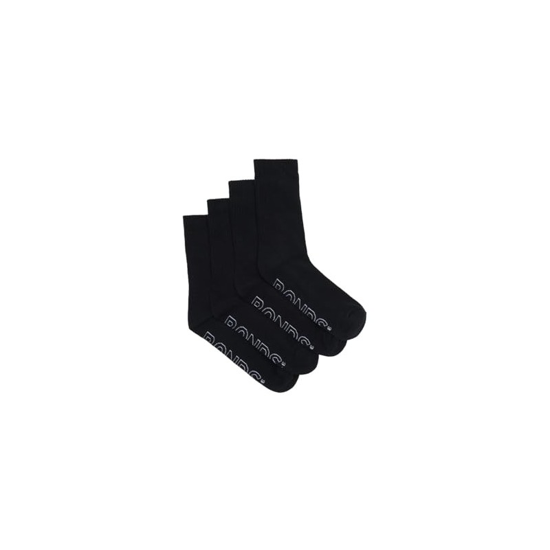 Bonds Kids Logo Light Crew Socks, Black (4 Pack), 3-8