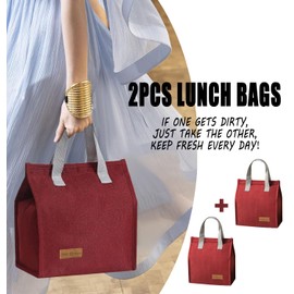 BOASYZO 2PCS Lunch Box Portable Tote Bag Leak-Proof Thermal Cooler Bag Waterproof Container Lunch Organizer for Work School Travel Picnic, Kids, Girls, Boys, Women, Men (red)