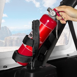 Voodonala Adjustable Roll Bar Fire Extinguisher Mount Holder 3 lb for Jeep Wrangler Unlimited CJ YJ LJ TJ JK JKU JL JLU 4XE,(Black,with Quick disassembly Zipper)