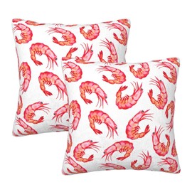 Xzyopcwx Shrimp-Painting 2 Pack Throw Pillow Covers Sofa Cushions Covers Living Room Bedroom Bed Covers Car Lumbar Covers 18x18 Inches