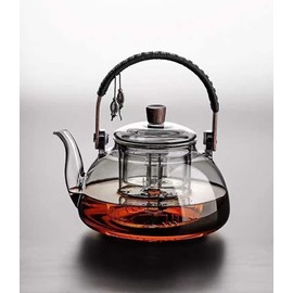 ZENATION Japanese Style 950ml Glass Teapot with Removable Infuser, Stovetop Safe Tea Kettle, Blooming and Loose Leaf Tea Maker Set (Gray)