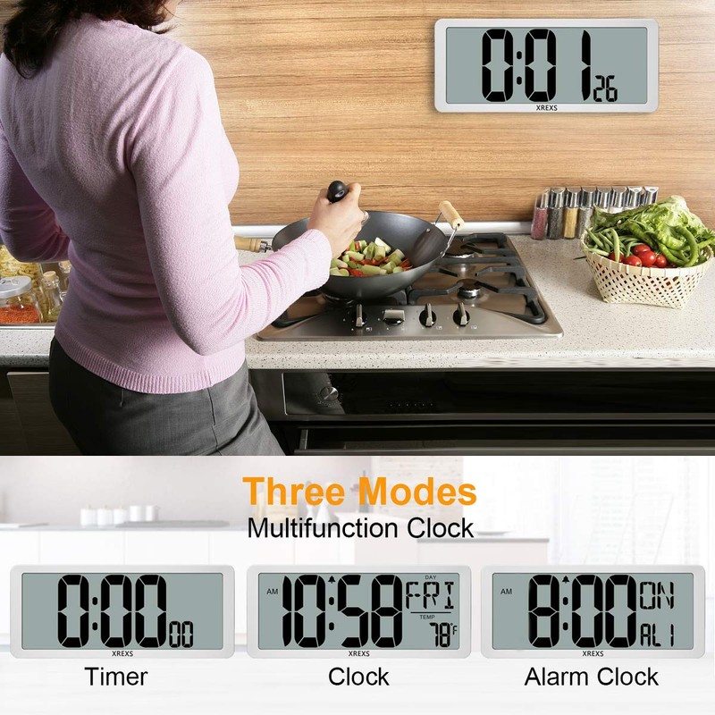 Large Digital Wall Clock, Electronic Alarm Clocks for Bedroom, Count