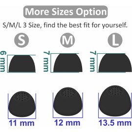 Replacement Ear Tips Compatible with Sound core by ANK er Liberty 4 NC, Silicone Ear Buds Ear Cap Ear Plug Eartips Replacement for Liberty4NC 3 Size 6 Pairs,Black 6PB126