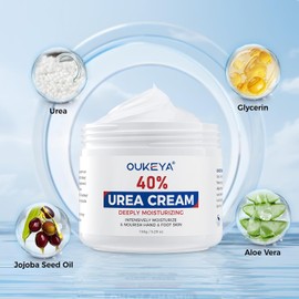 OUKEYA Urea Cream,NEW FORMULA Urea Cream 40 percent for Feet Maximum Strength,Dry Cracked Treatment Lotion for Knees & Elbows,Foot Dead Skin Cuticle Callus Remover Toenail Softener,5.29 oz（2 Packs