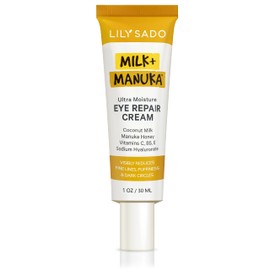 LILY SADO MILK+MANUKA™ Eye Repair Cream - Anti-Aging Natural Gentle Formula w/Coconut Milk, Manuka Honey, Sodium Hyaluronate & VITS C, B5 & E - Prevents Puffiness, Under-eye Wrinkles & Eye Bags - 1oz